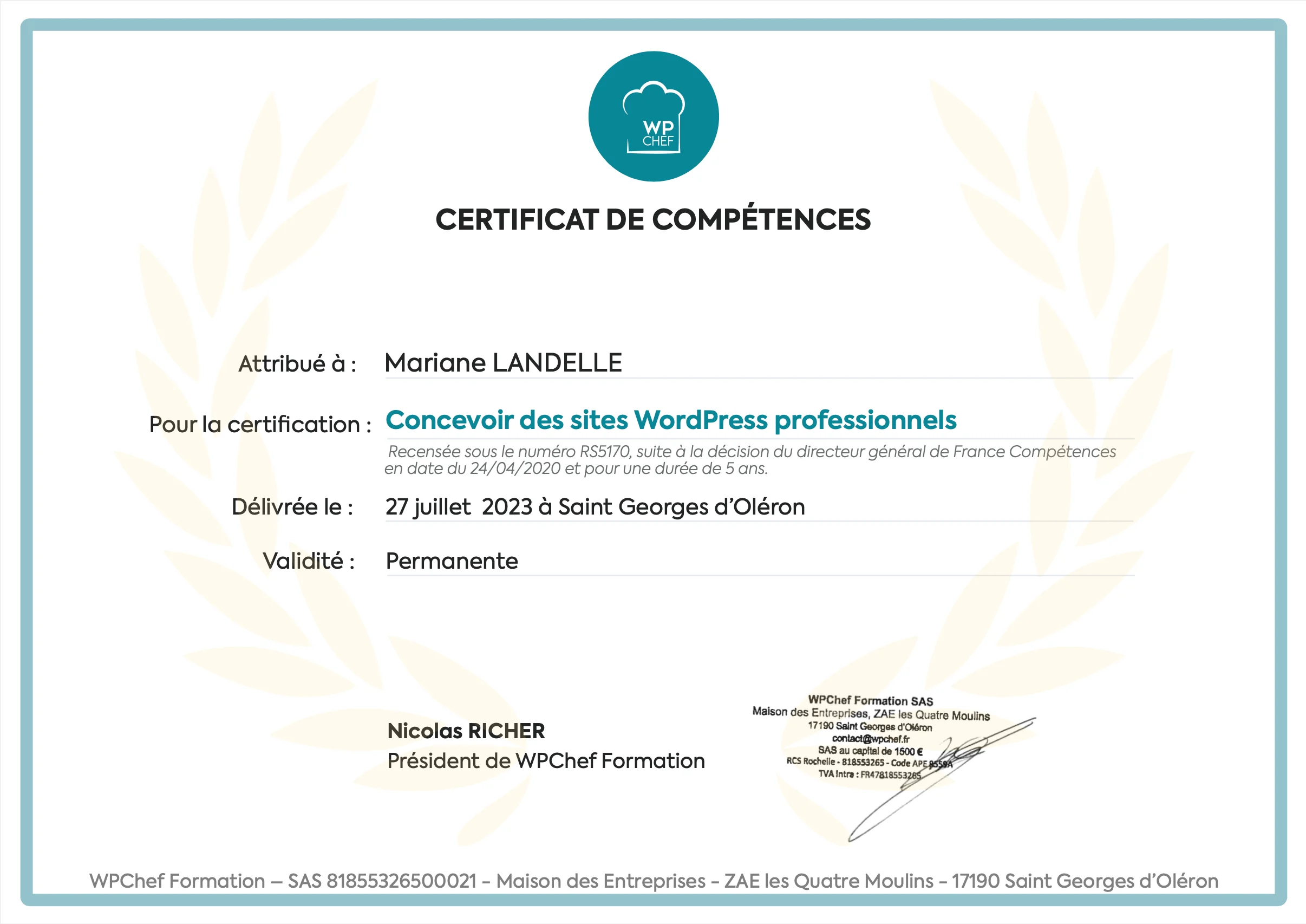 Diplôme WpChef, concevoir des sites WordPress Professionnels